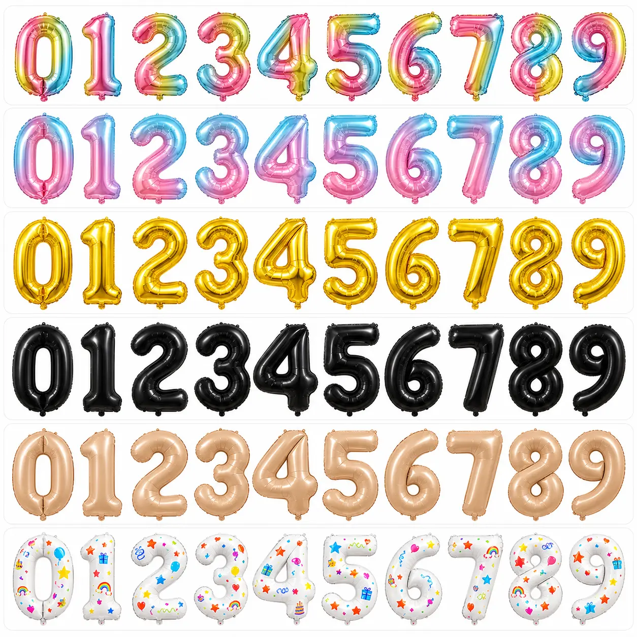 16-tollised numbriga fooliumõhupallid