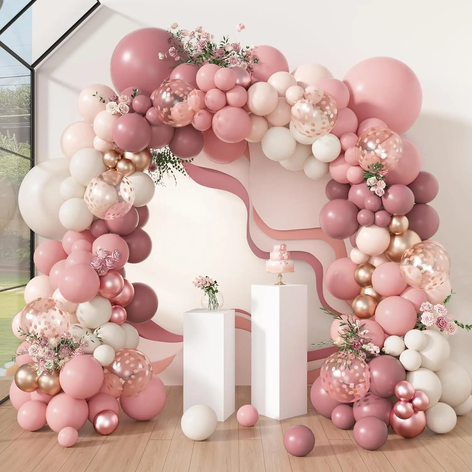 Dusty Rose Balloon Garland Arch komplektid