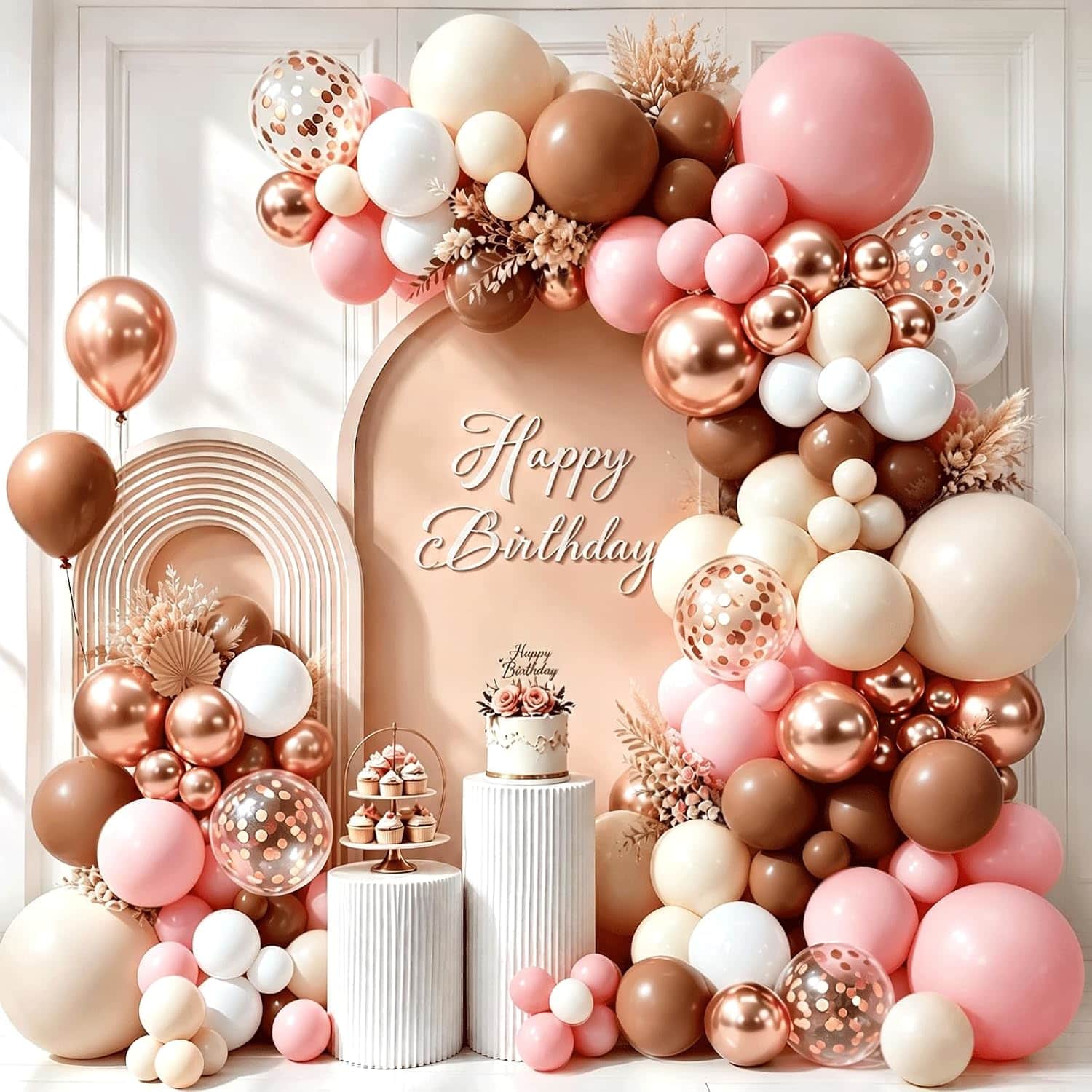 Tolmune Rose Gold Balloon Garland Arch komplekt