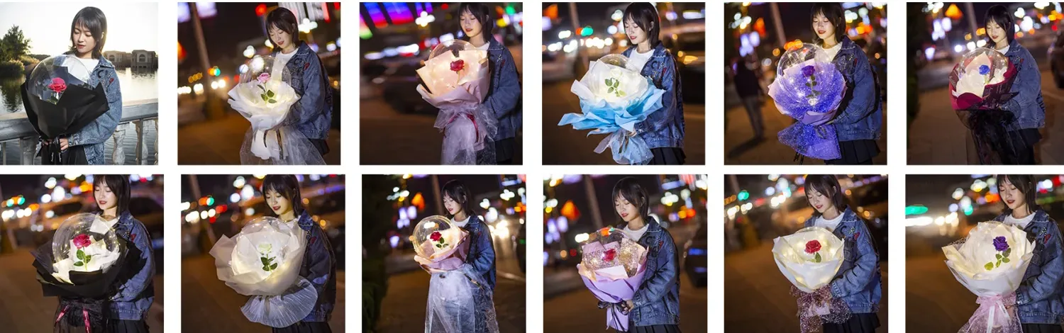 Rose bobo balloons with LED lights