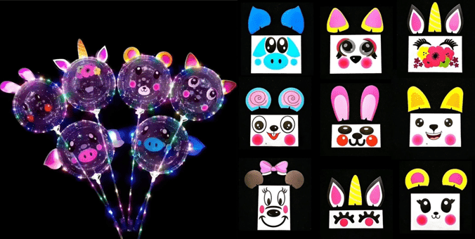 LED handle bobo balloon with sticker