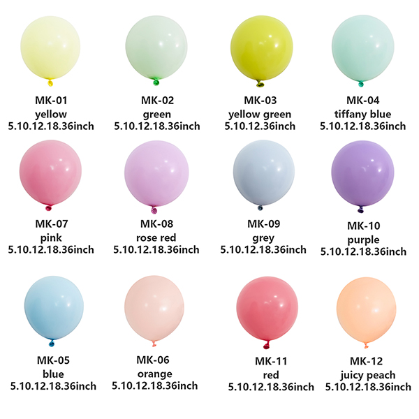 Inflated Macaron pastel latex balloon color assortment for wholesale buyers