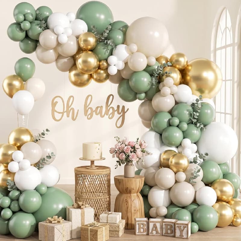 Sage Green Balloon Garlandi komplekt